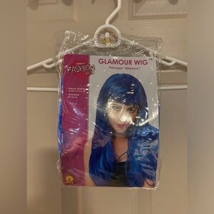 Woman’s blue Halloween wig